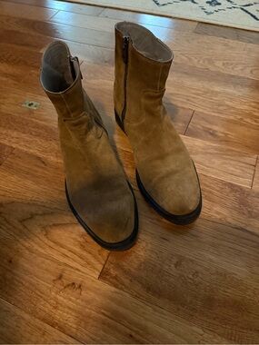 Allsaints Suede Zip Ankle Boots in Tan